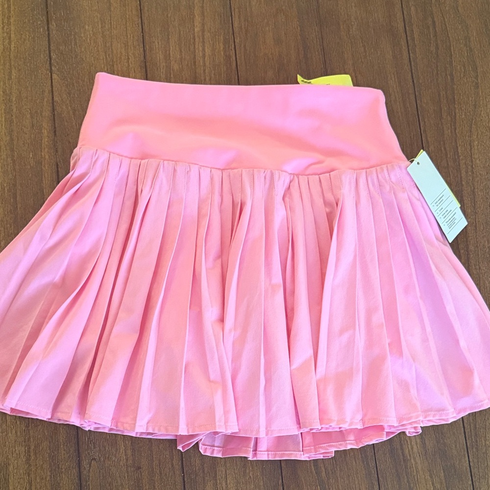 Pink Pleated Women's Skirt with shorts underneath